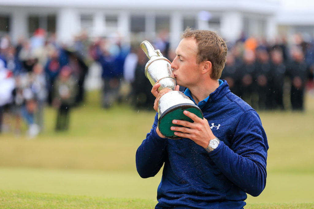 Jordan Spieth (USA) with the claret jug after the final round of The Open Championship 146th Royal Birkdale, Southport, England. 23/07/2017. Picture Fran Caffrey / Golffile.ie All photo usage must carry mandatory copyright credit (© Golffile | Fran Caffrey)