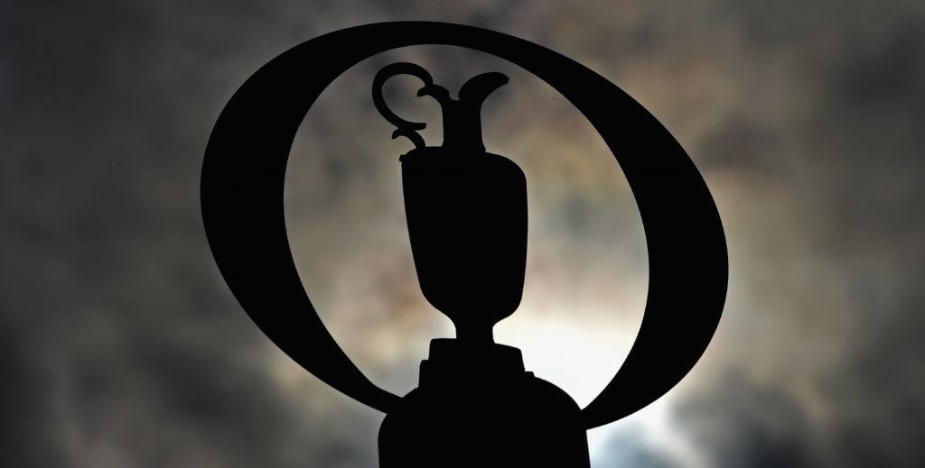 ST ANDREWS, SCOTLAND - JULY 14: A claret jug emblem is seen ahead of the 144th Open Championship at The Old Course on July 14, 2015 in St Andrews, Scotland. (Photo by Stuart Franklin/Getty Images)